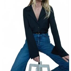 NEW NATION LTD cassidy button up top in jet black